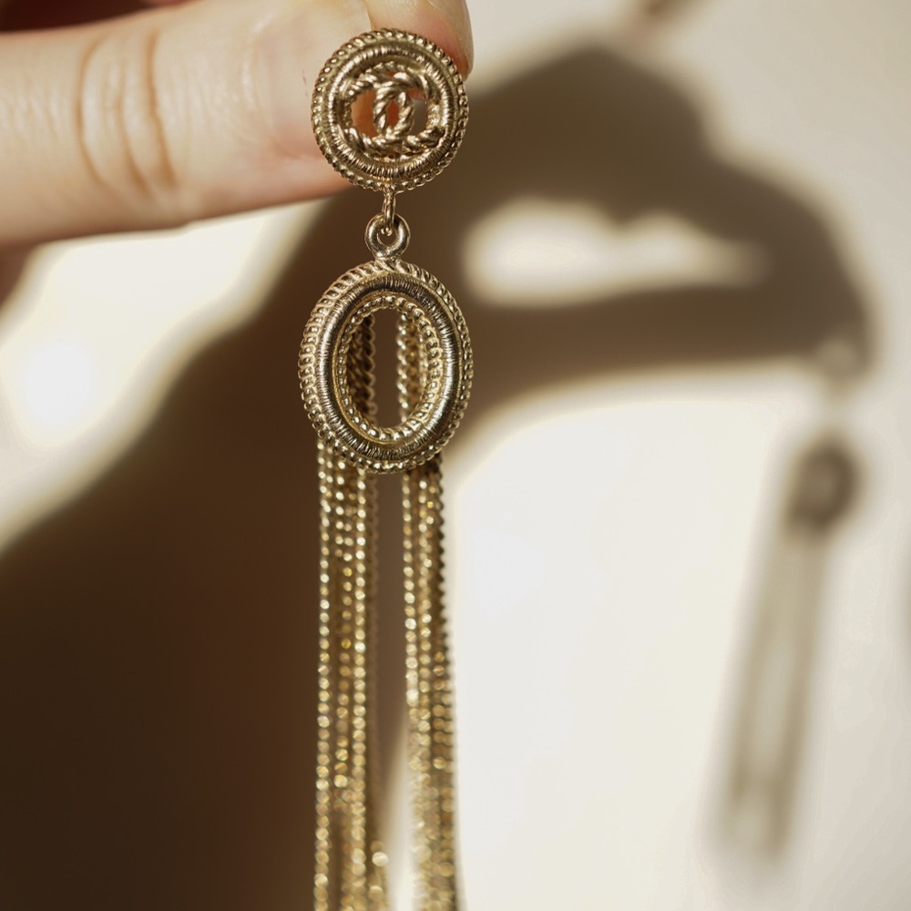 CHANEL Rope Medallion Tassel Earrings — B16 Pre-Fall 2016 — With Pouch - Picture 5 of 6